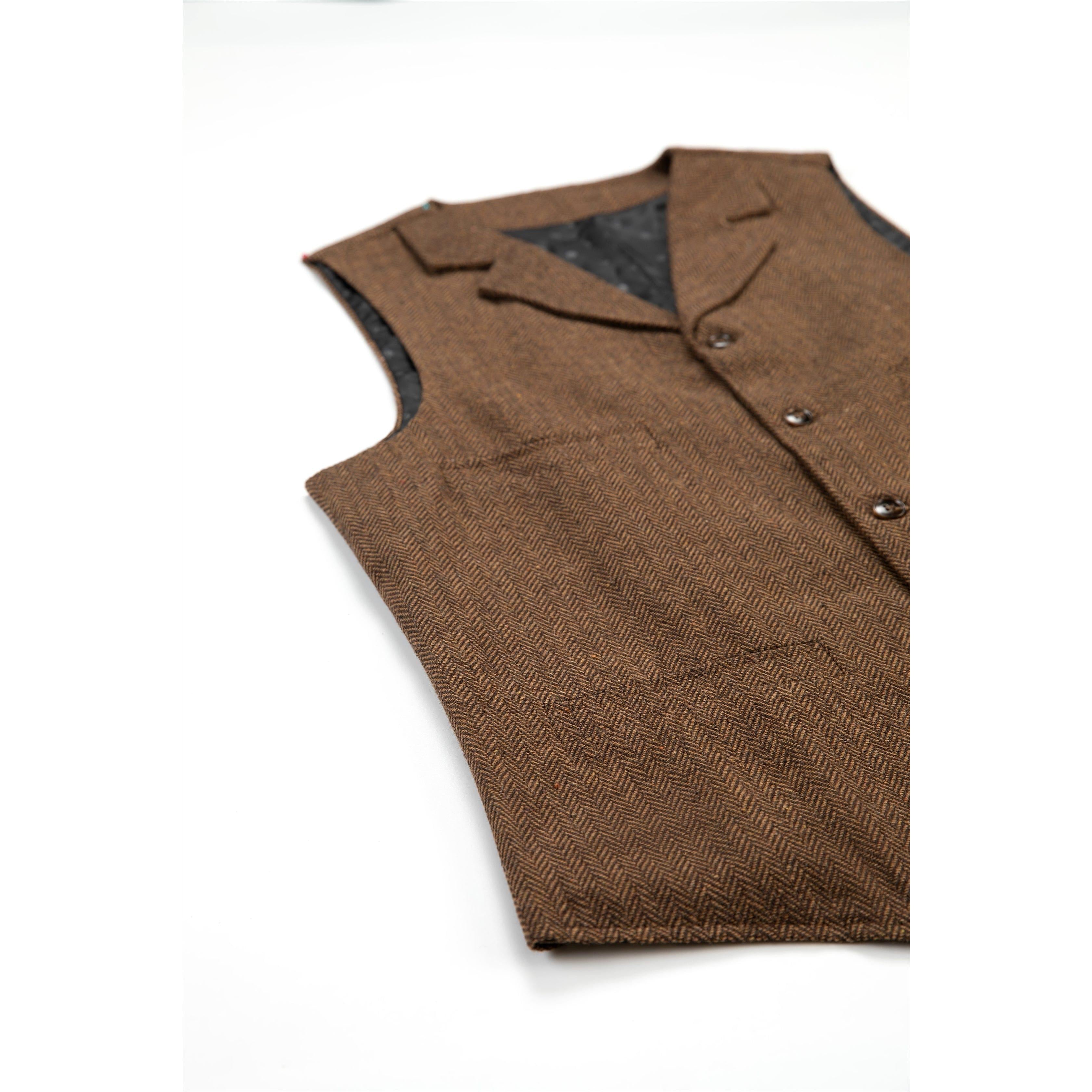 ceehuteey Men's Fashion Suit Vest Herringbone Notch Lapel Waistcoat