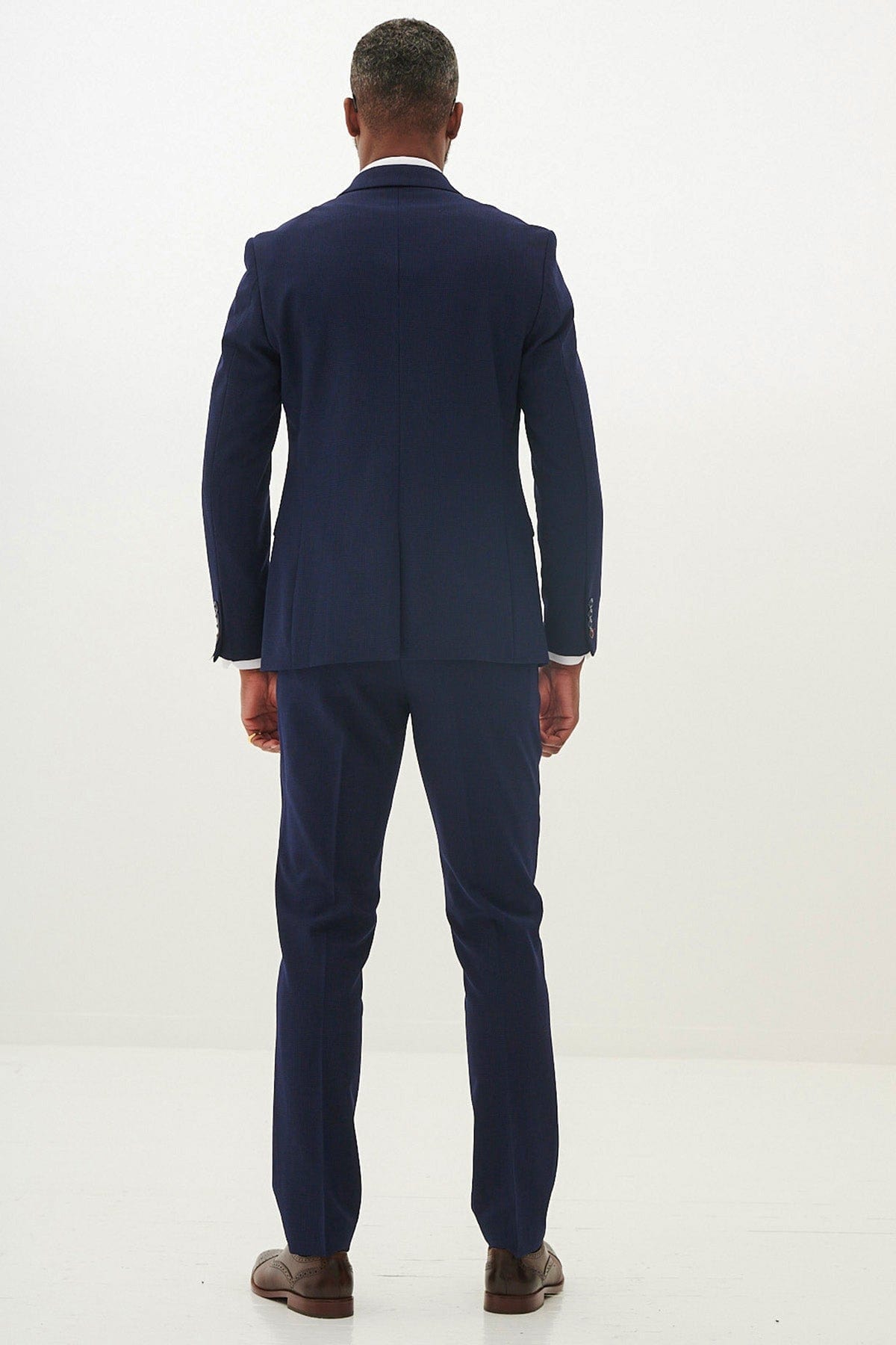 ceehuteey Men's Fashion three-piece Navy Suit in Signature Peak lapel Business Tuxedos(Blazer+vest+Pants)