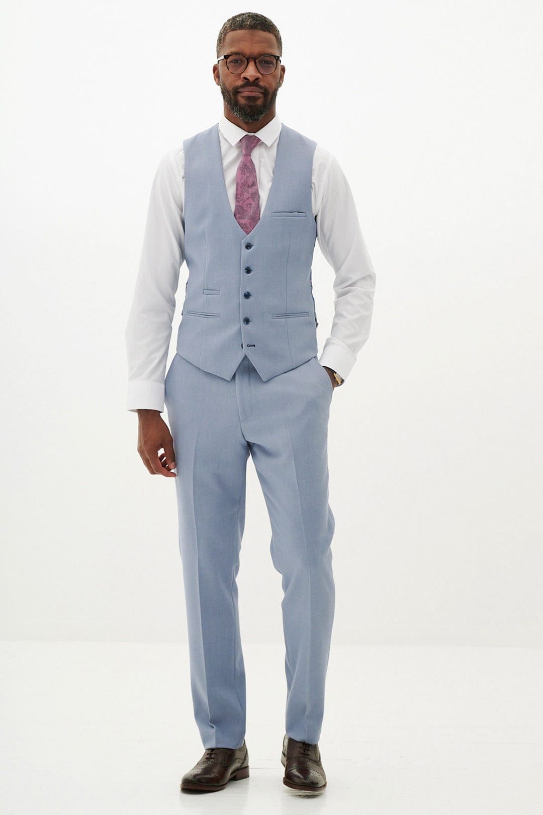 ceehuteey Men's Fashion three-piece Suit in Blue Signature Fashion Notch Lapel Multiple Occasions Tuxedos For Wedding (Blazer+vest+Pants)