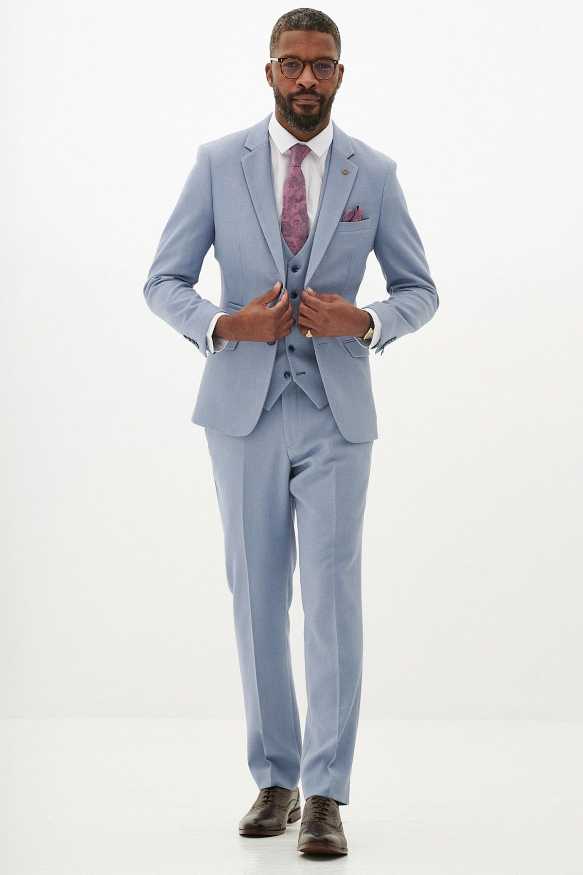 ceehuteey Men's Fashion three-piece Suit in Blue Signature Fashion Notch Lapel Multiple Occasions Tuxedos For Wedding (Blazer+vest+Pants)
