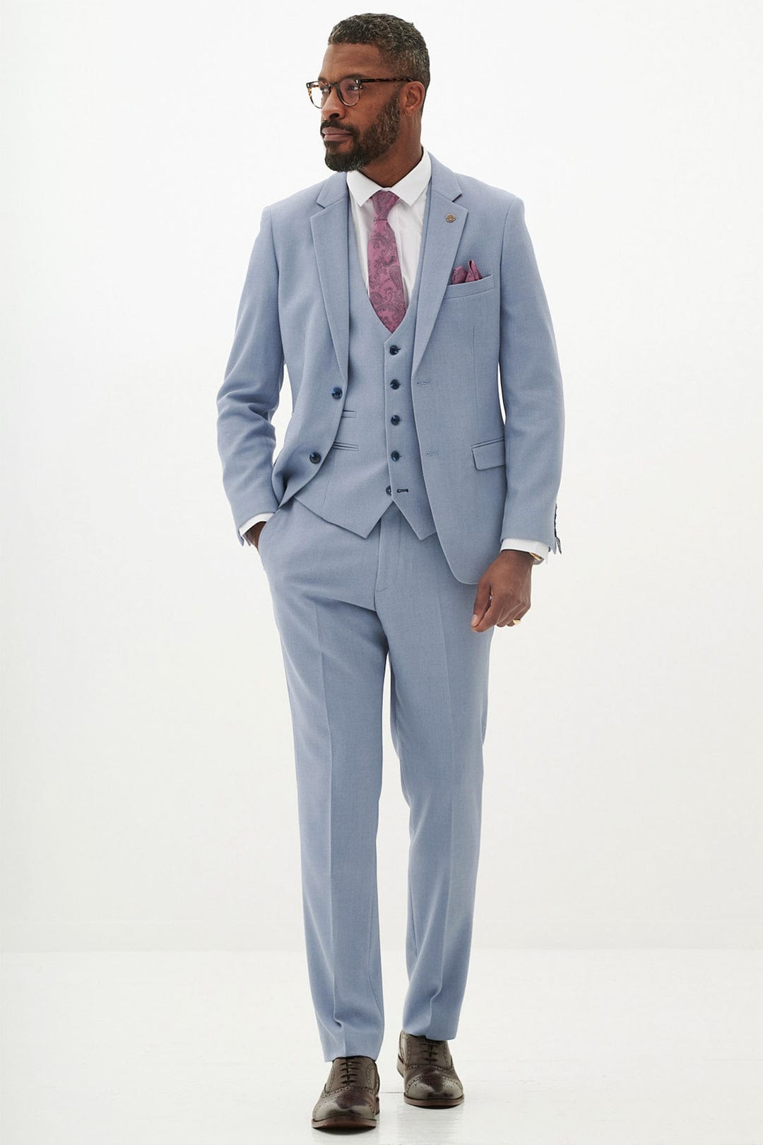 ceehuteey Men's Fashion three-piece Suit in Blue Signature Fashion Notch Lapel Multiple Occasions Tuxedos For Wedding (Blazer+vest+Pants)