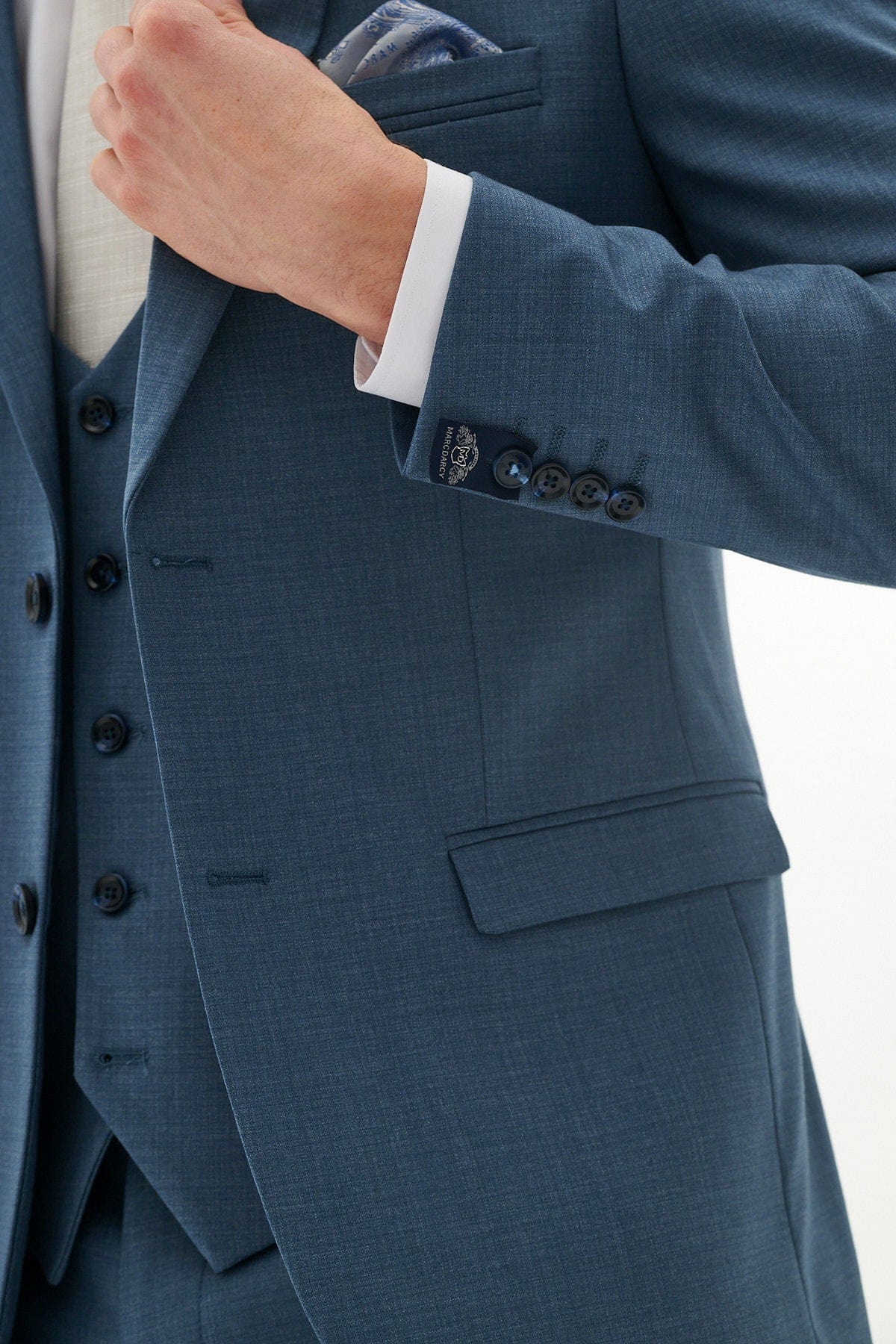ceehuteey Men's Fashion three-piece Suit in Blue Signature Notch Lapel Multiple Occasions Tuxedos For Wedding (Blazer+vest+Pants)