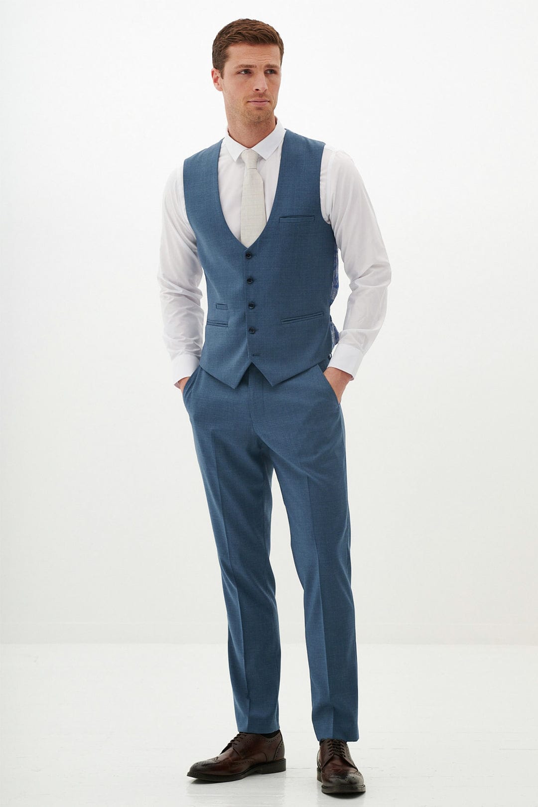 ceehuteey Men's Fashion three-piece Suit in Blue Signature Notch Lapel Multiple Occasions Tuxedos For Wedding (Blazer+vest+Pants)