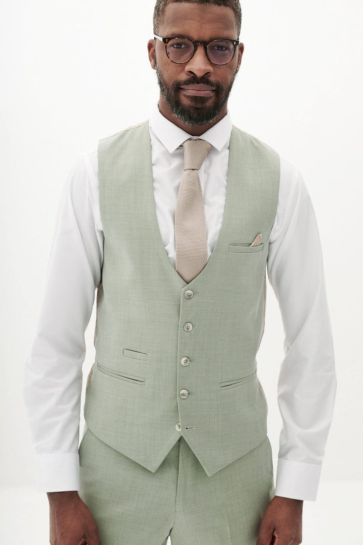 ceehuteey Men's Fashion three-piece Suit in Light Green Signature Notch Lapel Multiple Occasions Tuxedos For Wedding (Blazer+vest+Pants)