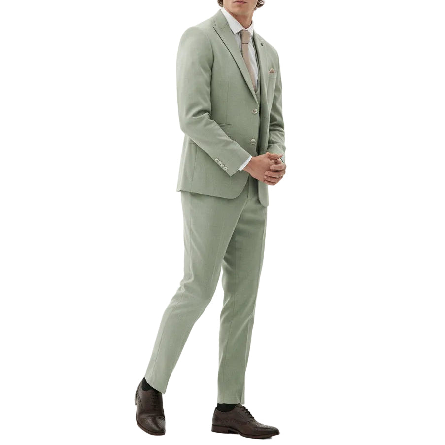 ceehuteey Men's Fashion three-piece Suit in Light Green Signature Notch Lapel Multiple Occasions Tuxedos For Wedding (Blazer+vest+Pants)