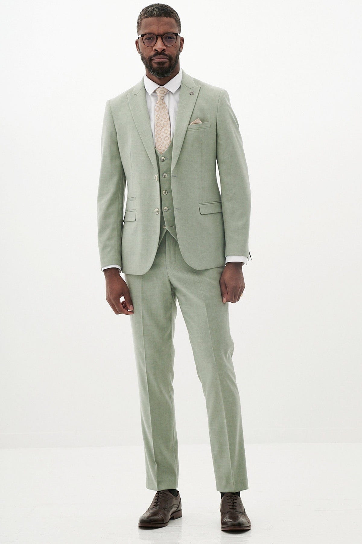ceehuteey Men's Fashion three-piece Suit in Light Green Signature Notch Lapel Multiple Occasions Tuxedos For Wedding (Blazer+vest+Pants)
