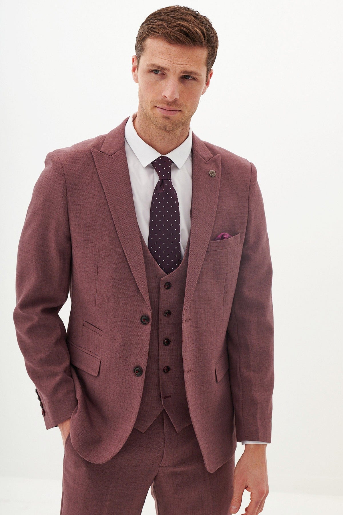 ceehuteey Men's Fashion three-piece Suit in Rose gold Signature Notch Lapel Multiple Occasions Tuxedos For Wedding (Blazer+vest+Pants)