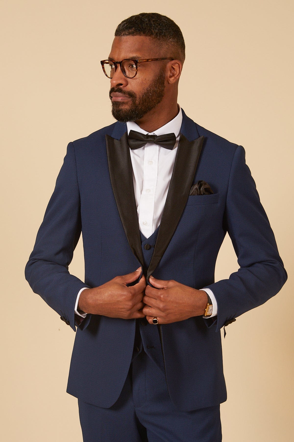 ceehuteey Men's Fashion three-piece Suit in Royal Blue Signature Peak Lapel Multiple Occasions Tuxedos For Wedding (Blazer+vest+Pants)