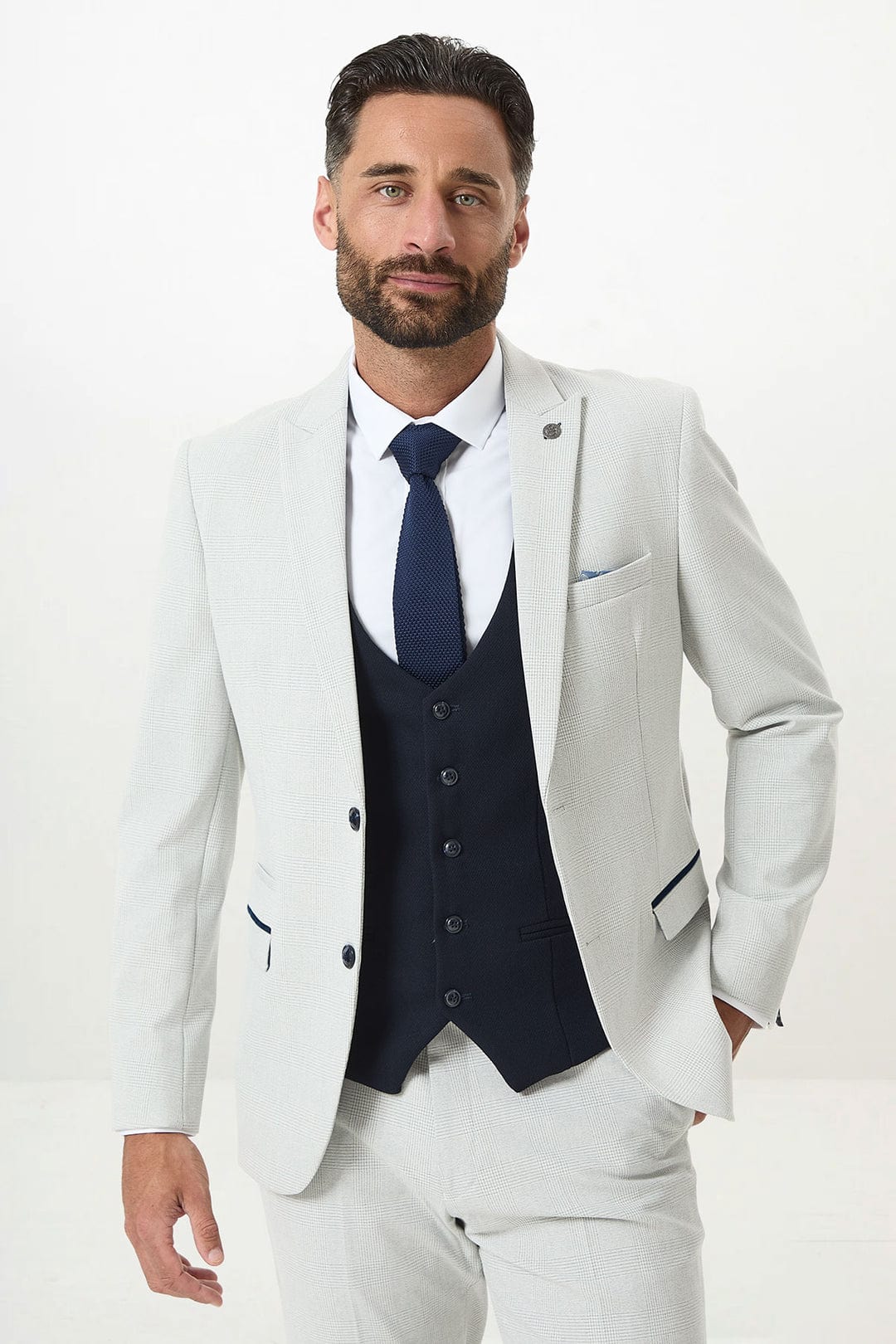 ceehuteey Men's Fashion three-piece Suit in White Signature Peak Lapel Multiple Occasions Colorblock suit(Blazer+vest+Pants) (Copy)