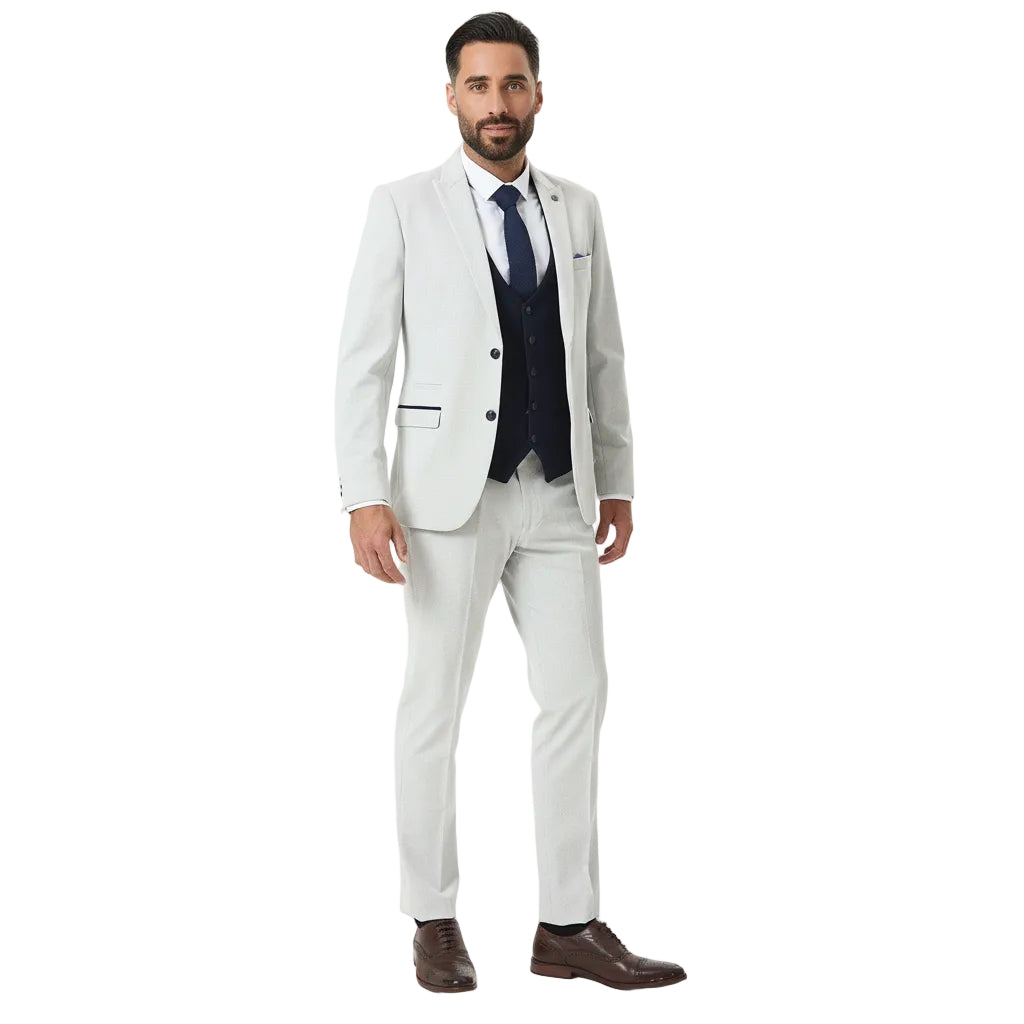 ceehuteey Men's Fashion three-piece Suit in White Signature Peak Lapel Multiple Occasions Colorblock suit(Blazer+vest+Pants) (Copy)