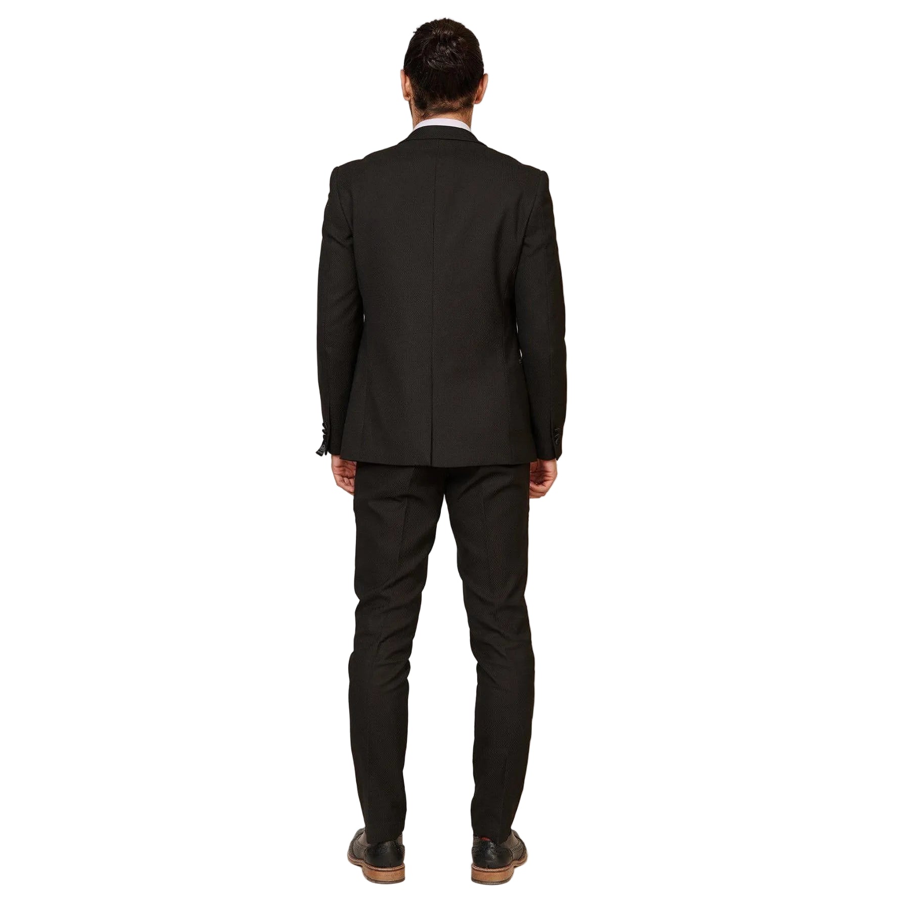 ceehuteey Men's Fashion two-piece Suit in Black Peak Lapel Multiple Occasions Tuxedos For Wedding (Blazer+Pants)