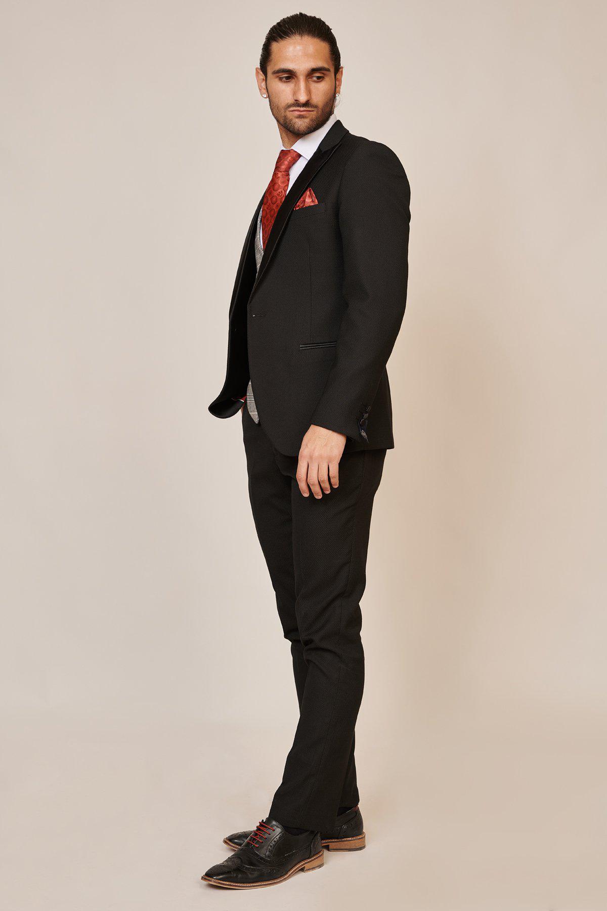 ceehuteey Men's Fashion two-piece Suit in Black Peak Lapel Multiple Occasions Tuxedos For Wedding (Blazer+Pants)