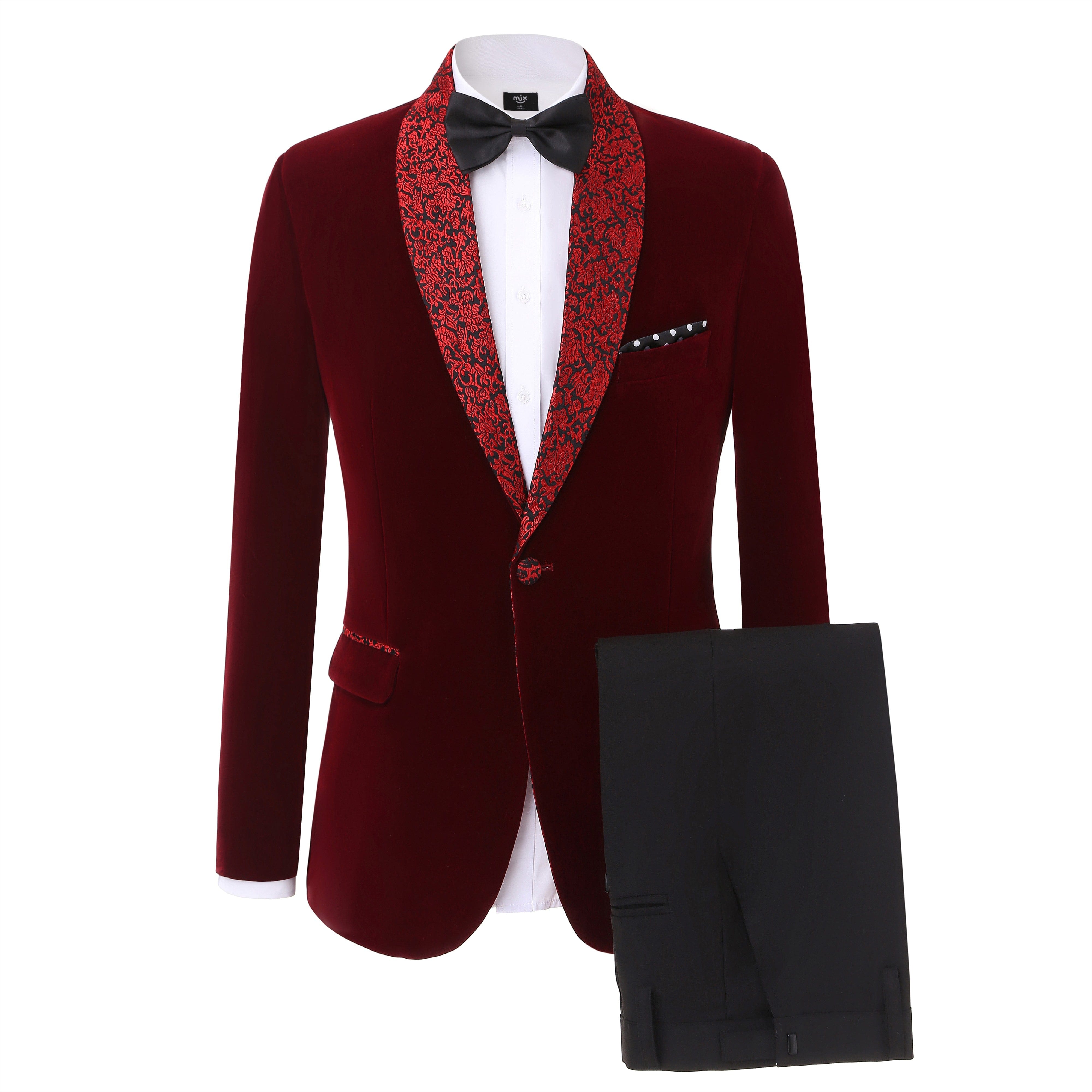 ceehuteey Men's Fashion Velvet Shawl Lapel Blazer For Wedding