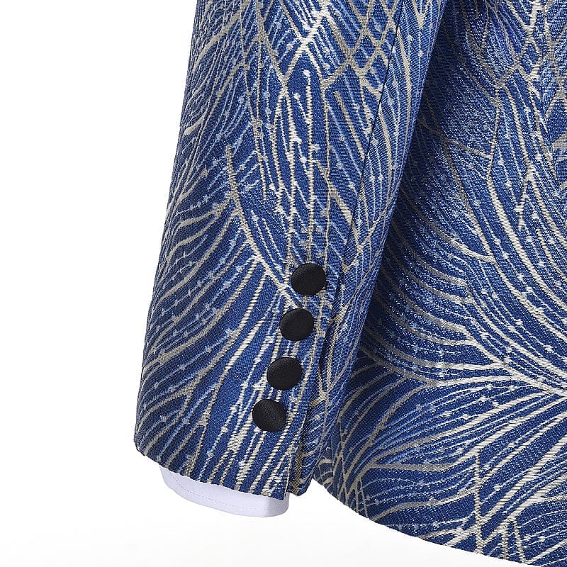 ceehuteey Men's Formal Floral Shawl Lapel Blazer Dress Suit (Blazer+Pants)