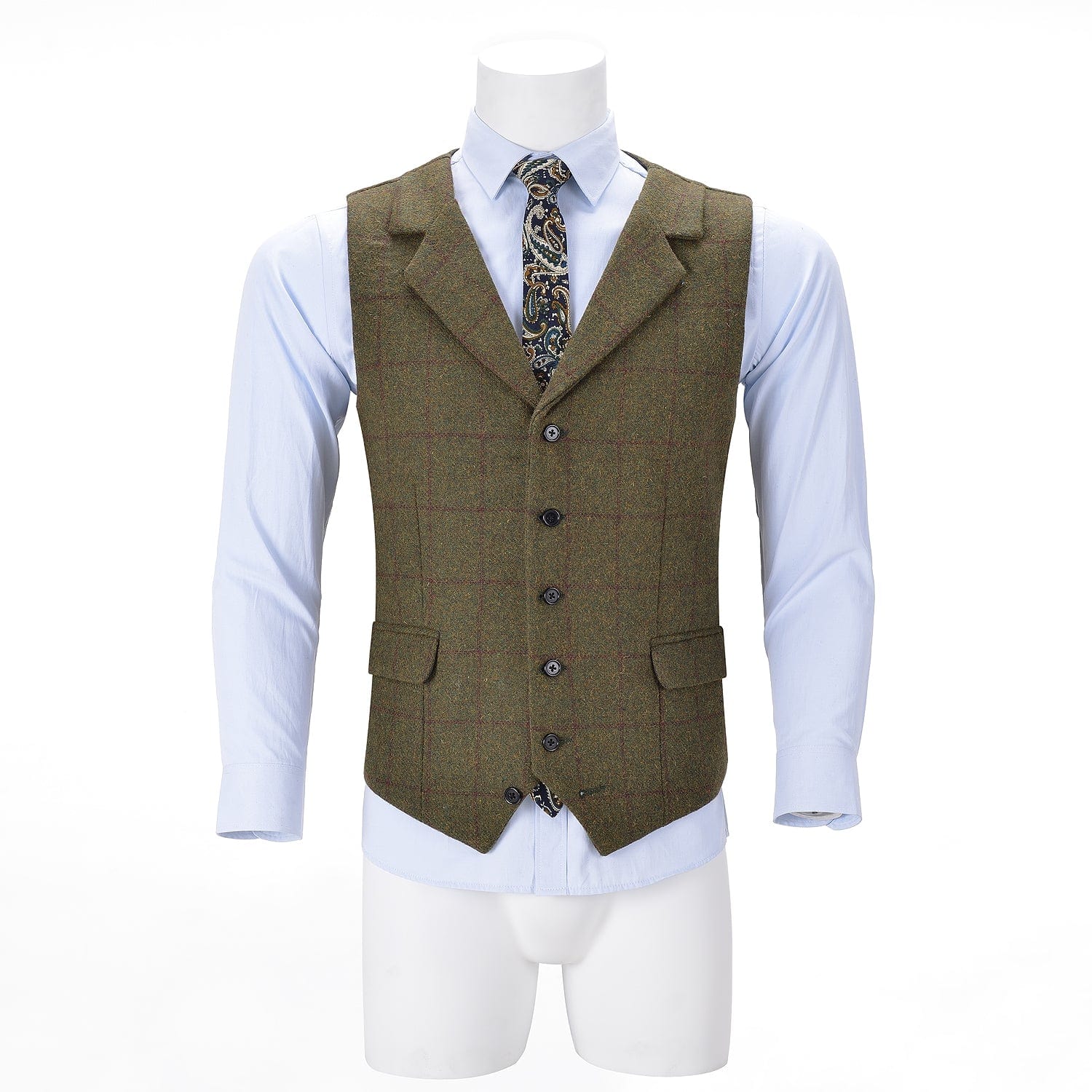 ceehuteey Men's Formal Notch Lapel Suit Vest Tweed Waistcoat