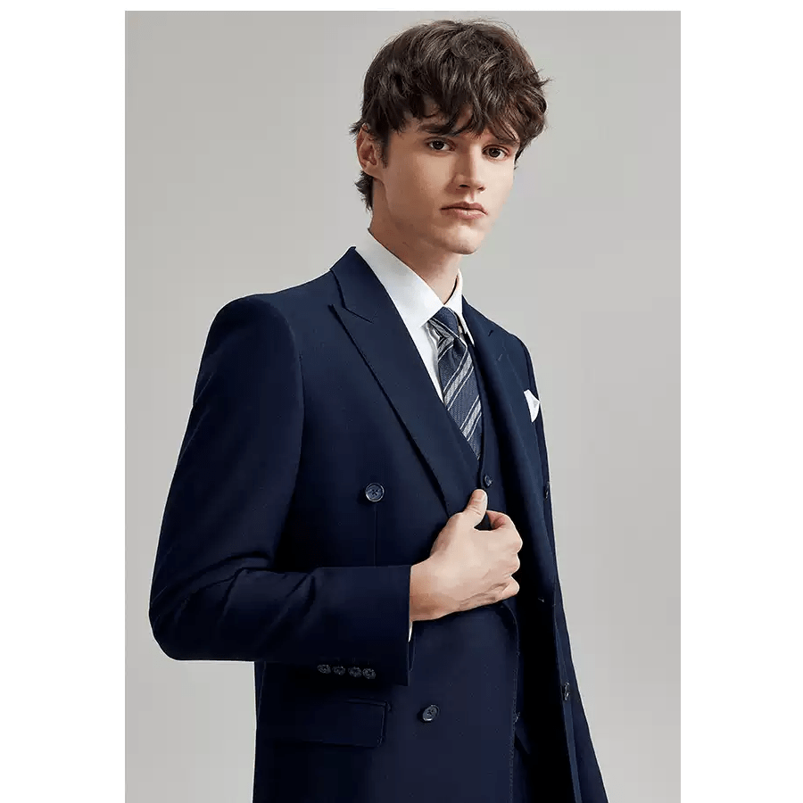 ceehuteey Men's Groom Wedding Dress Double-breasted Slim Fit Business Formal Wear Suit(Blazer+Pants)