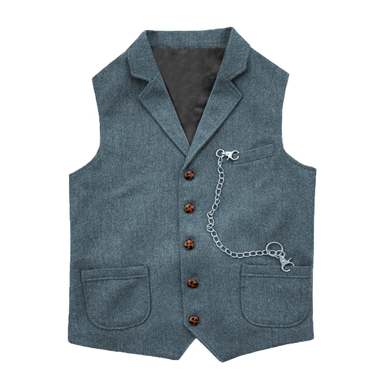 ceehuteey Men's Herringbone  Classic Slim Fit Notch Lapel Waistcoat