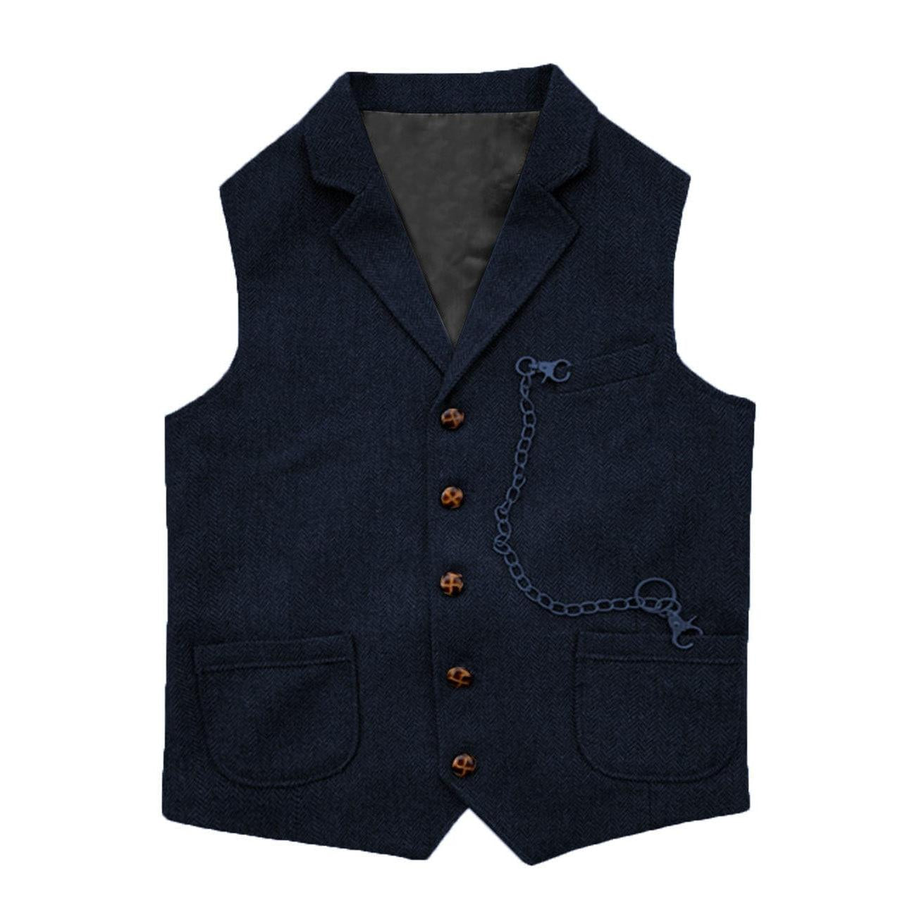 ceehuteey Men's Herringbone  Classic Slim Fit Notch Lapel Waistcoat