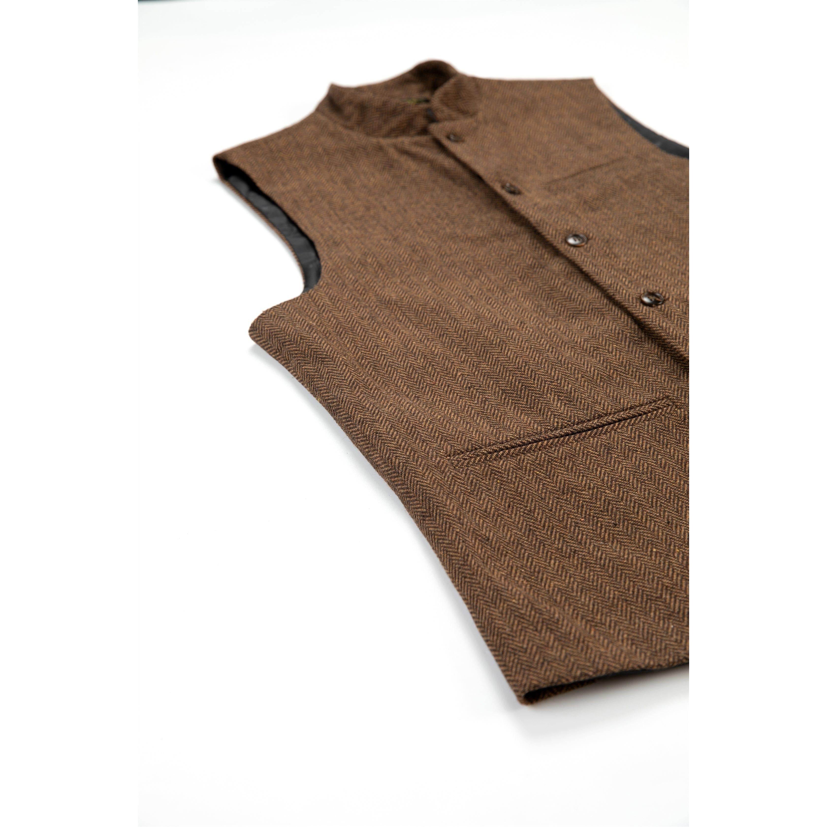 ceehuteey Men's Herringbone Stand Collar Formal Waistcoat