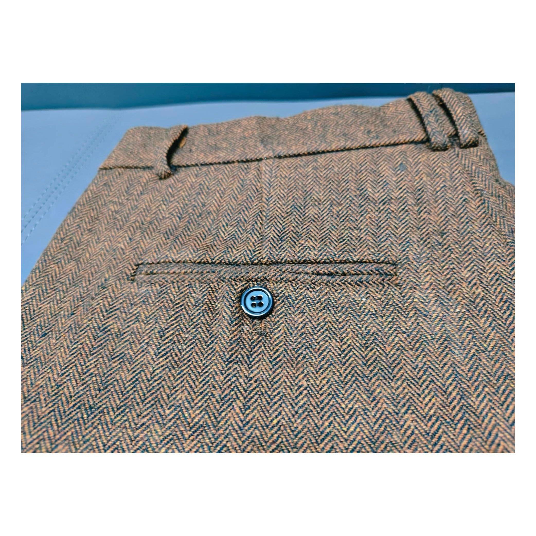 ceehuteey Men's Herringbone Tweed Trousers