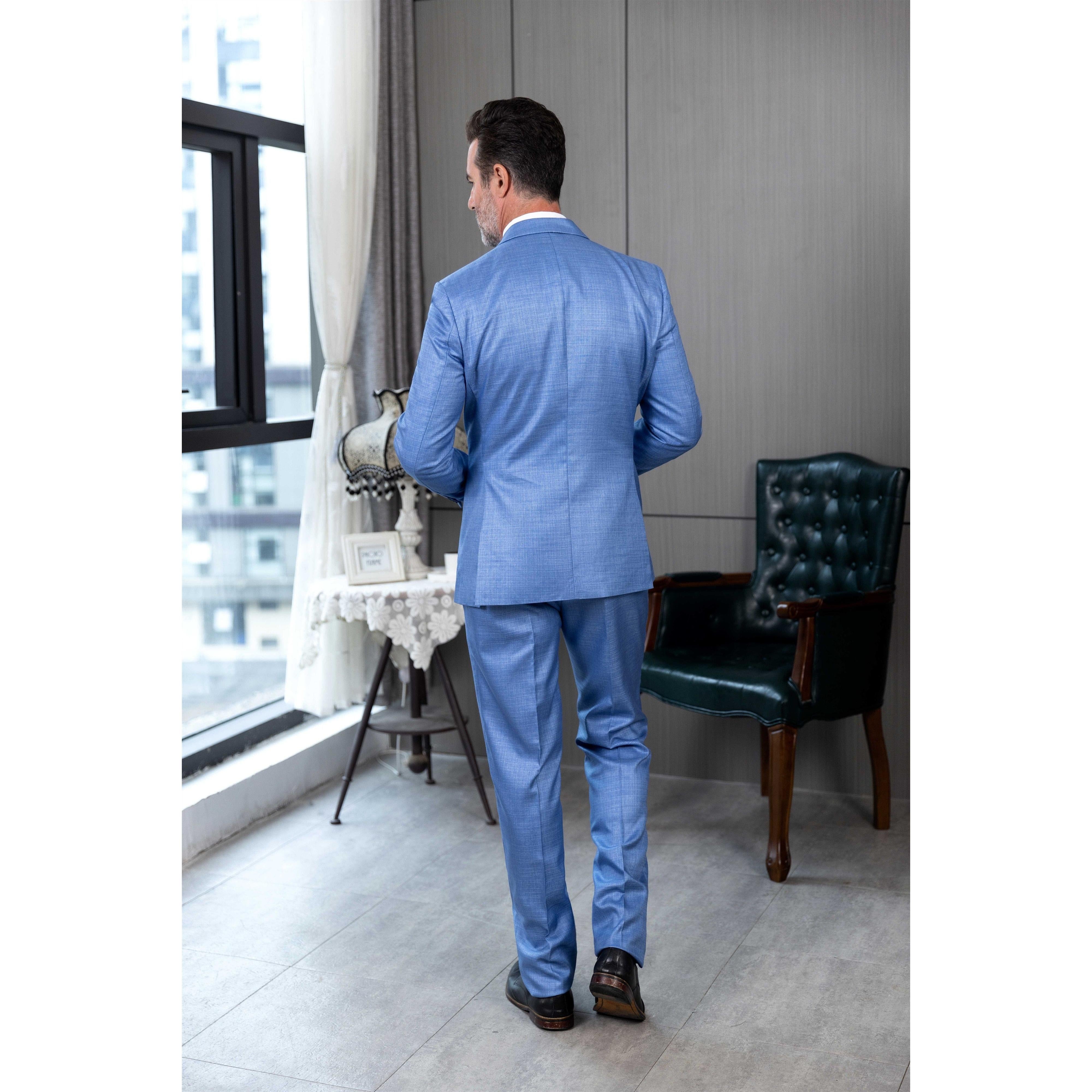 ceehuteey Men's Linen 3 Pieces Regular Fit Peak Lapel Western Mens Suit(Blazer+Vest+ Pant)