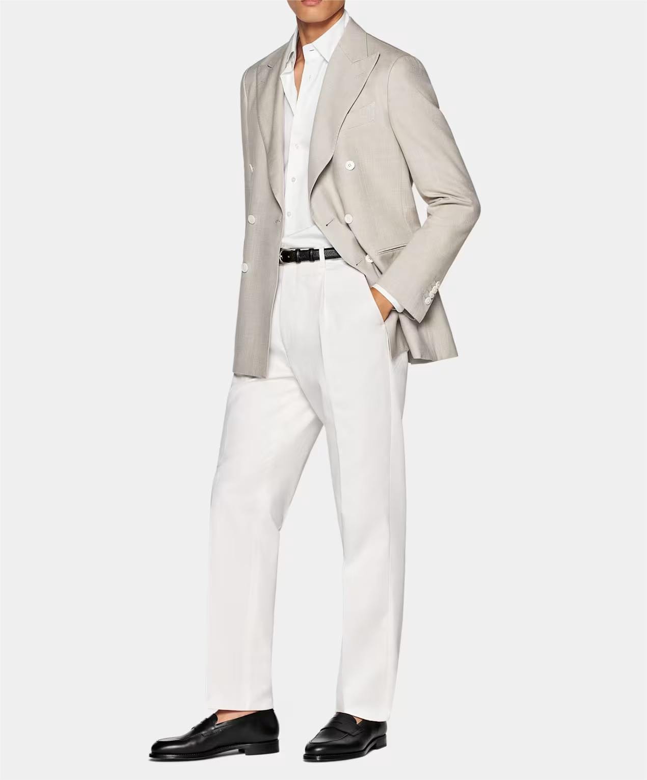 ceehuteey Men's Linen Fashion Notch Lapel Double Breasted Solid Blazer