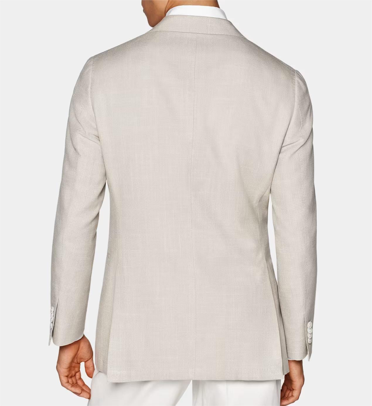 ceehuteey Men's Linen Fashion Notch Lapel Double Breasted Solid Blazer