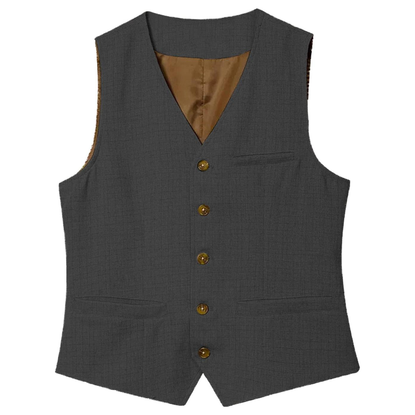 ceehuteey Men's Linen V Neck Vest Casual Summer Fashion Waistcoat
