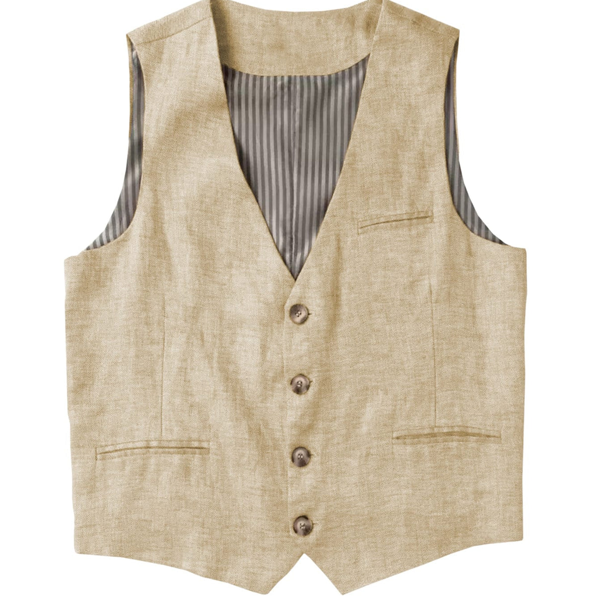 Ceehuteey Men's Linen V Neck Vest Casual Summer Leisure