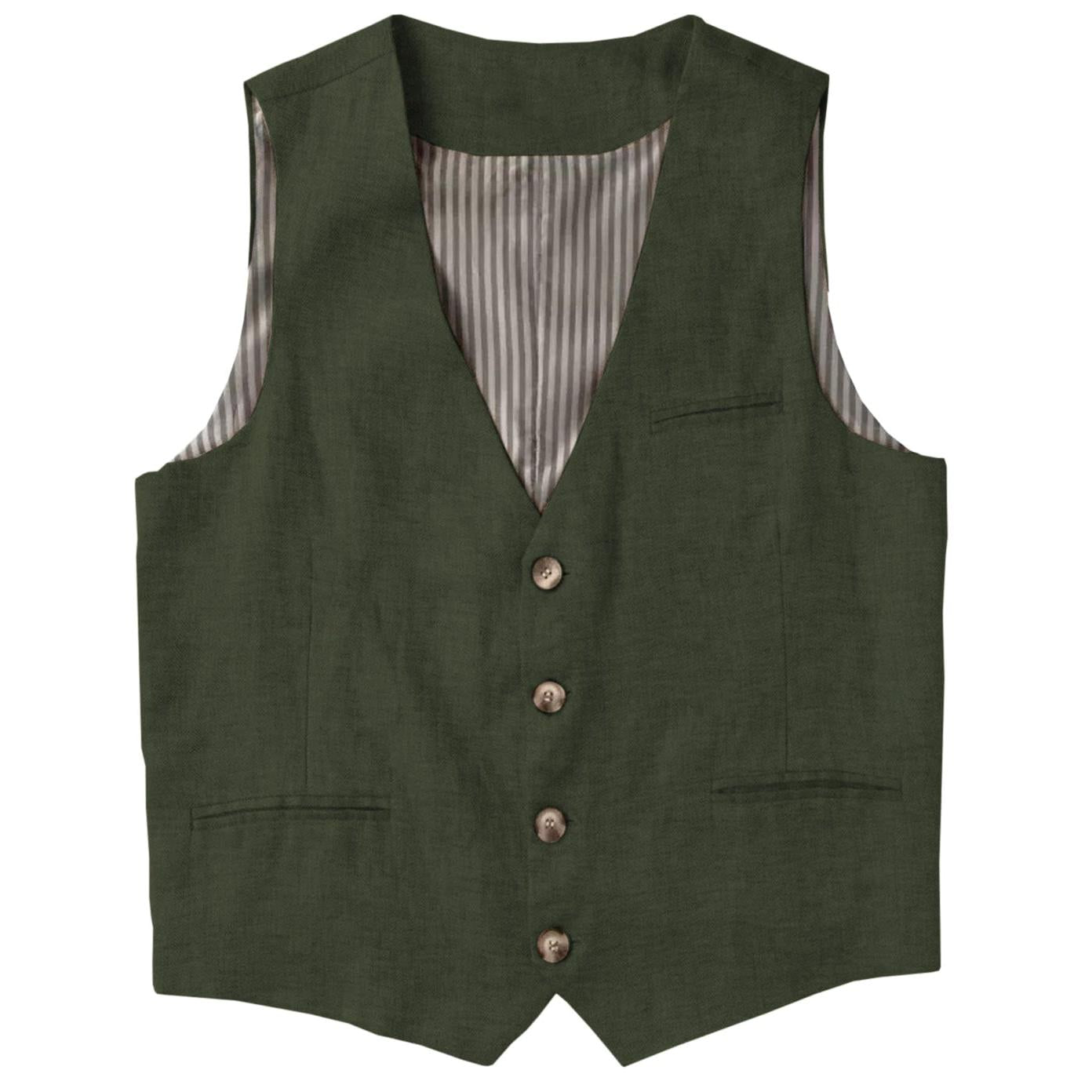 ceehuteey Men's Linen V Neck Vest Casual Summer Leisure Waistcoat