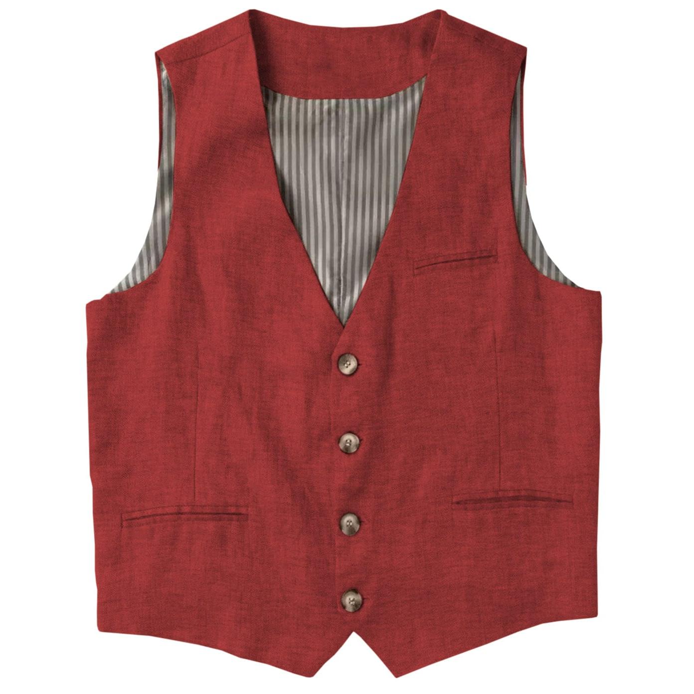ceehuteey Men's Linen V Neck Vest Casual Summer Leisure Waistcoat