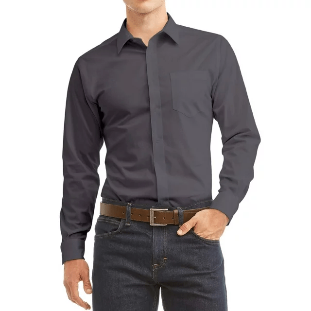 ceehuteey Men's Long Sleeve Classic Fit Pocket Dress Shirt