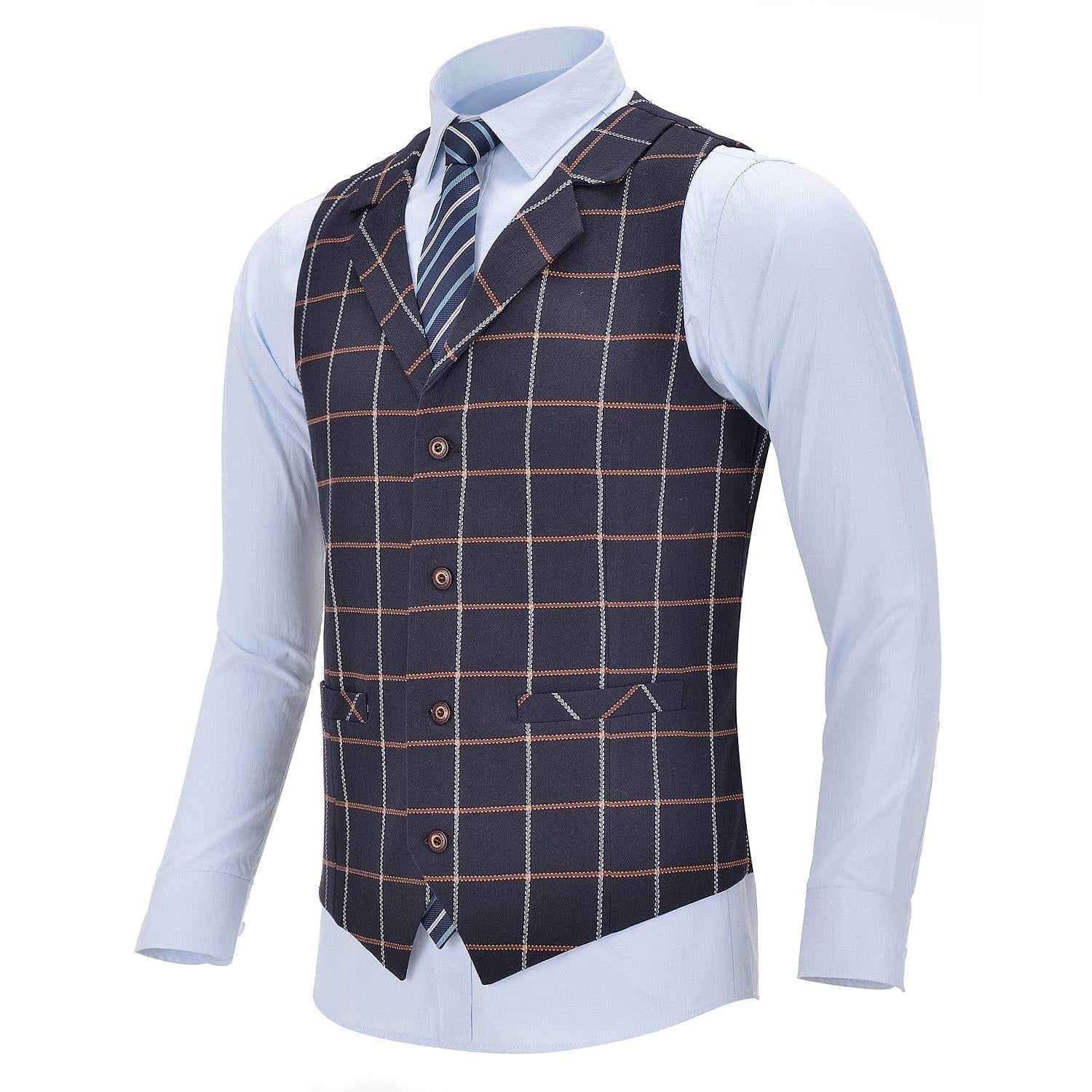 ceehuteey Men's Plaid 3 Piece Suit Slim Fit Dinner Suit Tuxedo