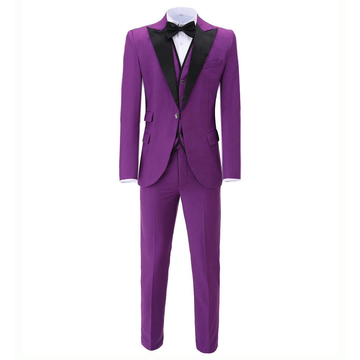 ceehuteey Men's Slim Fit 3 Piece Suit One Button Business Wedding (Blazer+vest+Pants)