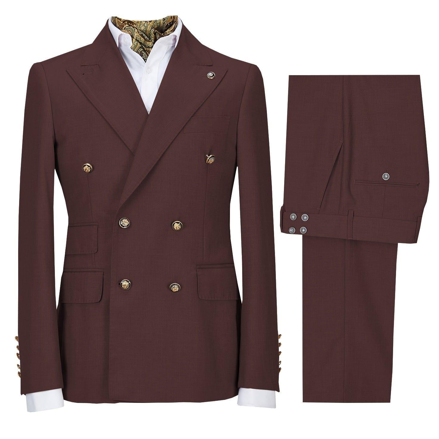 ceehuteey Men's Slim Fit Peak Lapel Casual 2 Piece Business Tuxedos (Blazer+Pants)