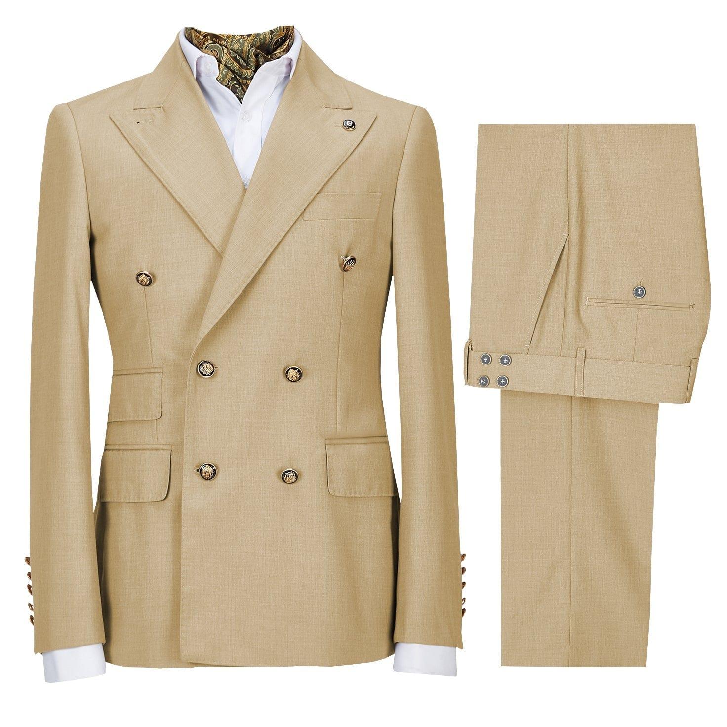 ceehuteey Men's Slim Fit Peak Lapel Casual 2 Piece Business Tuxedos (Blazer+Pants)