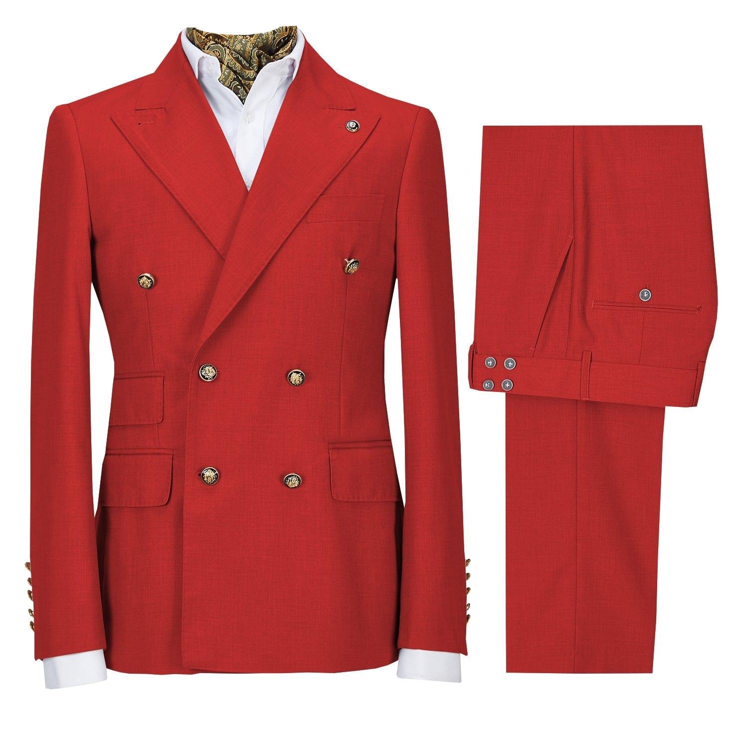 ceehuteey Men's Slim Fit Peak Lapel Casual 2 Piece Business Tuxedos (Blazer+Pants)