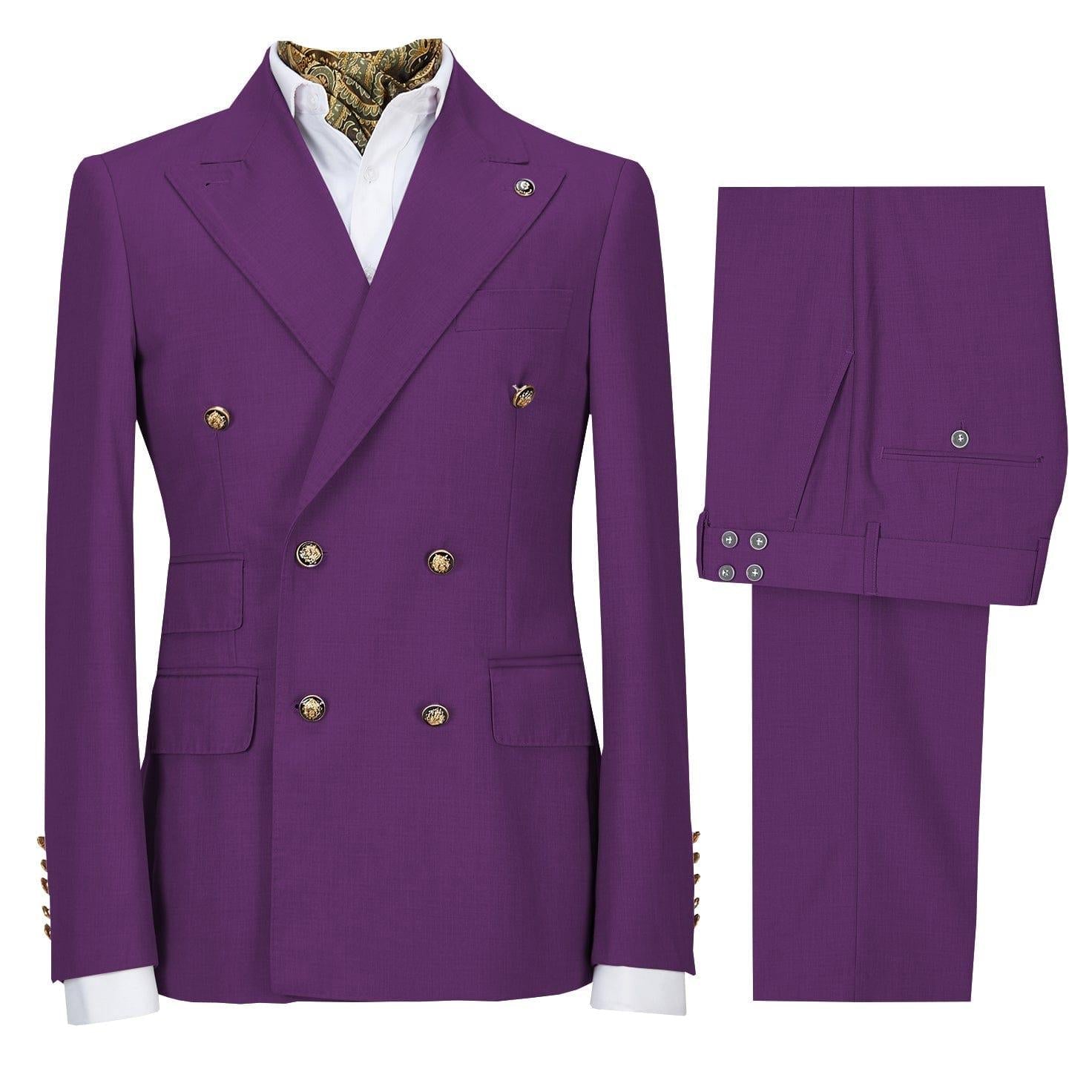 ceehuteey Men's Slim Fit Peak Lapel Casual 2 Piece Business Tuxedos (Blazer+Pants)