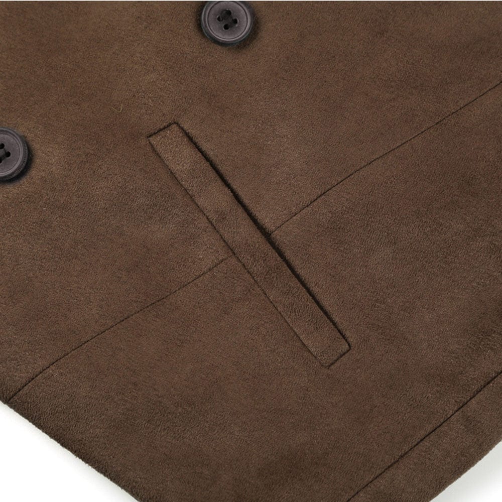ceehuteey Men's Stand Collar Suede Fashion Waistcoat Denim Jacket