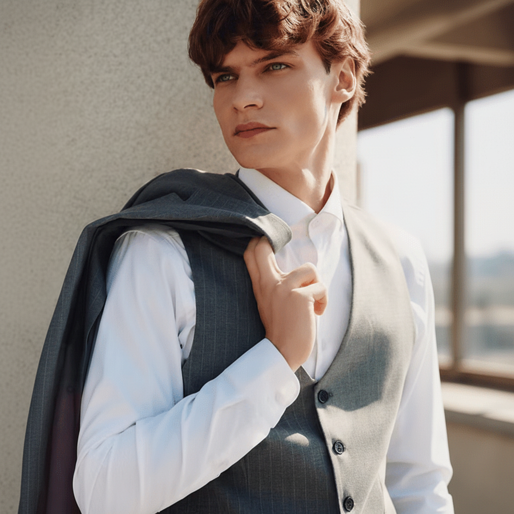 ceehuteey Men's Suit 3-Pieces Notch Lapel Fashion Formal Solid Blazer Suit (Blazer+vest+Pants)