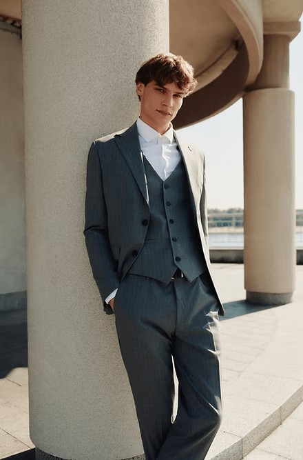ceehuteey Men's Suit 3-Pieces Notch Lapel Fashion Formal Solid Blazer Suit (Blazer+vest+Pants)
