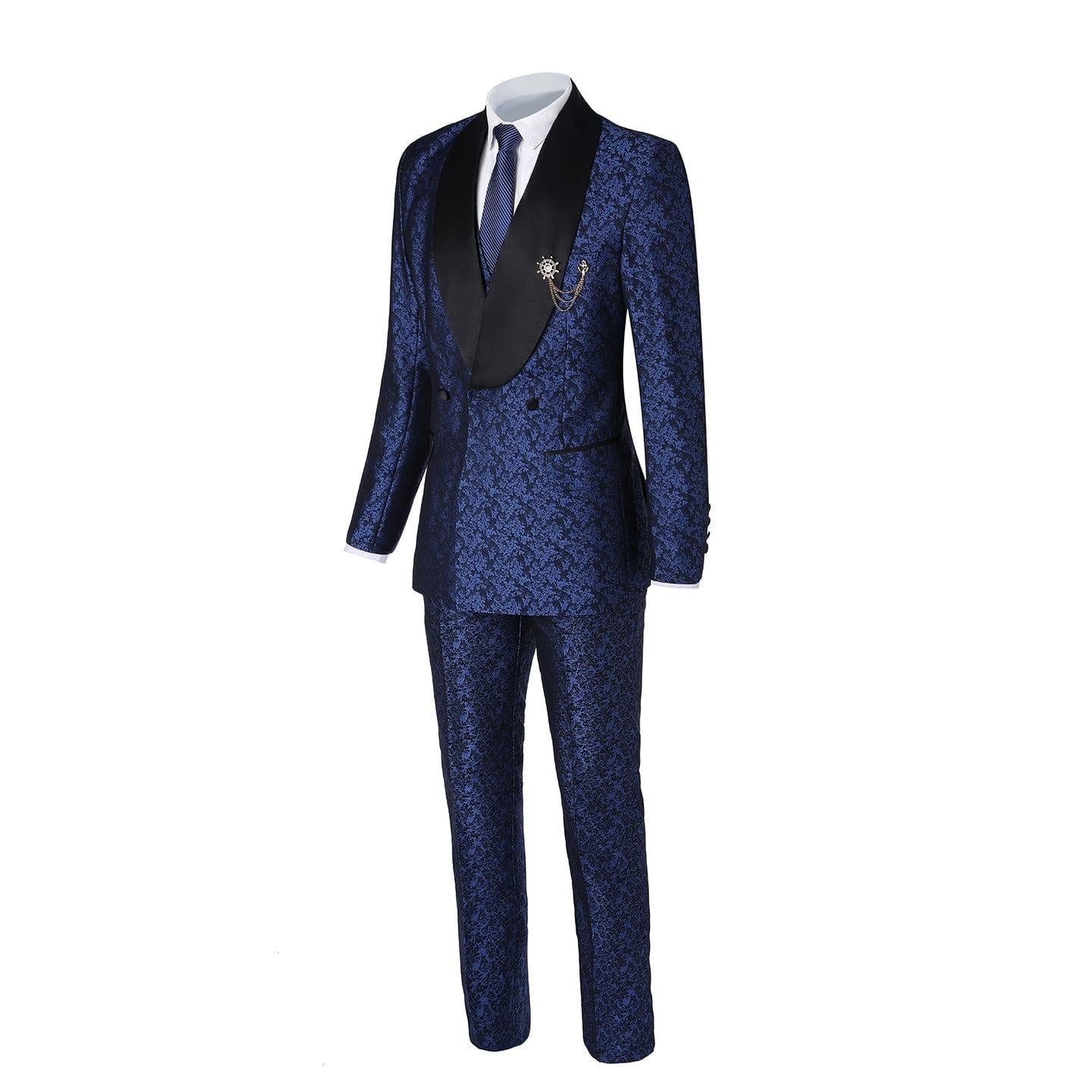 ceehuteey Men's Suit Double Breasted Slim Fit 3 Pieces Business Tuxedos (Blazer+Pants)