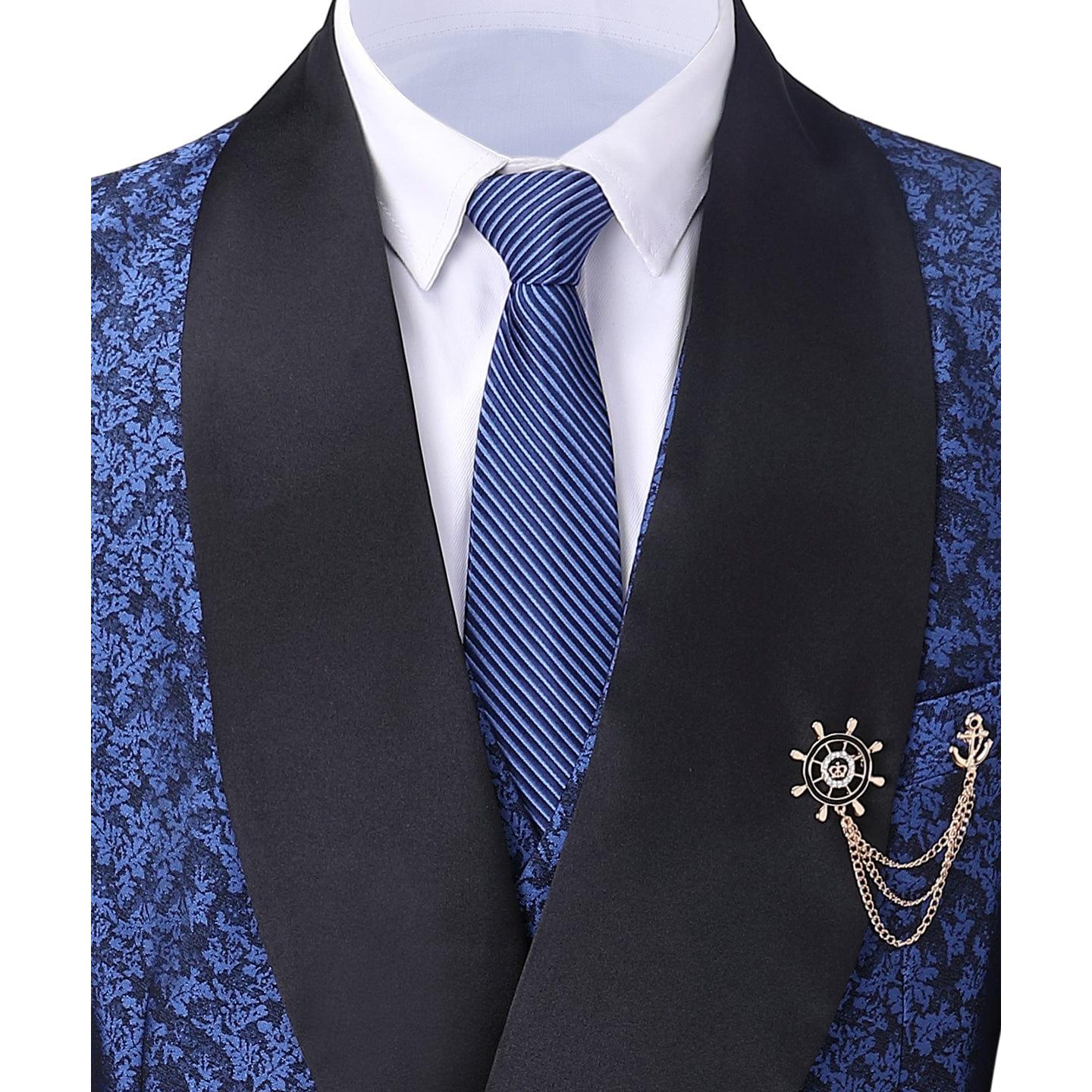 ceehuteey Men's Suit Double Breasted Slim Fit 3 Pieces Business Tuxedos (Blazer+Pants)