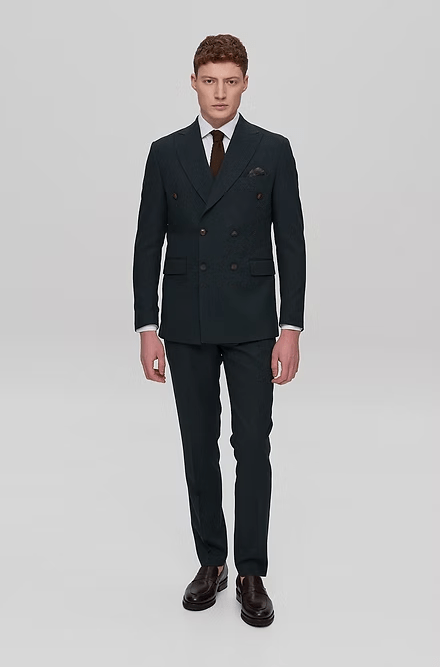 ceehuteey Men's Suit Fashion Leisure Double Breasted 2 Piece Business Tuxedos (Blazer+Pants)