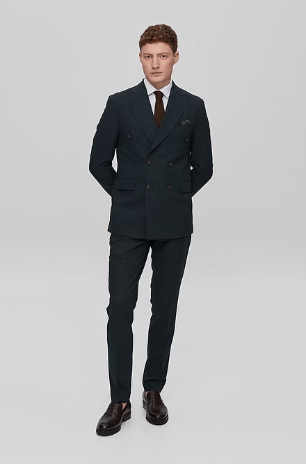 ceehuteey Men's Suit Fashion Leisure Double Breasted 2 Piece Business Tuxedos (Blazer+Pants)