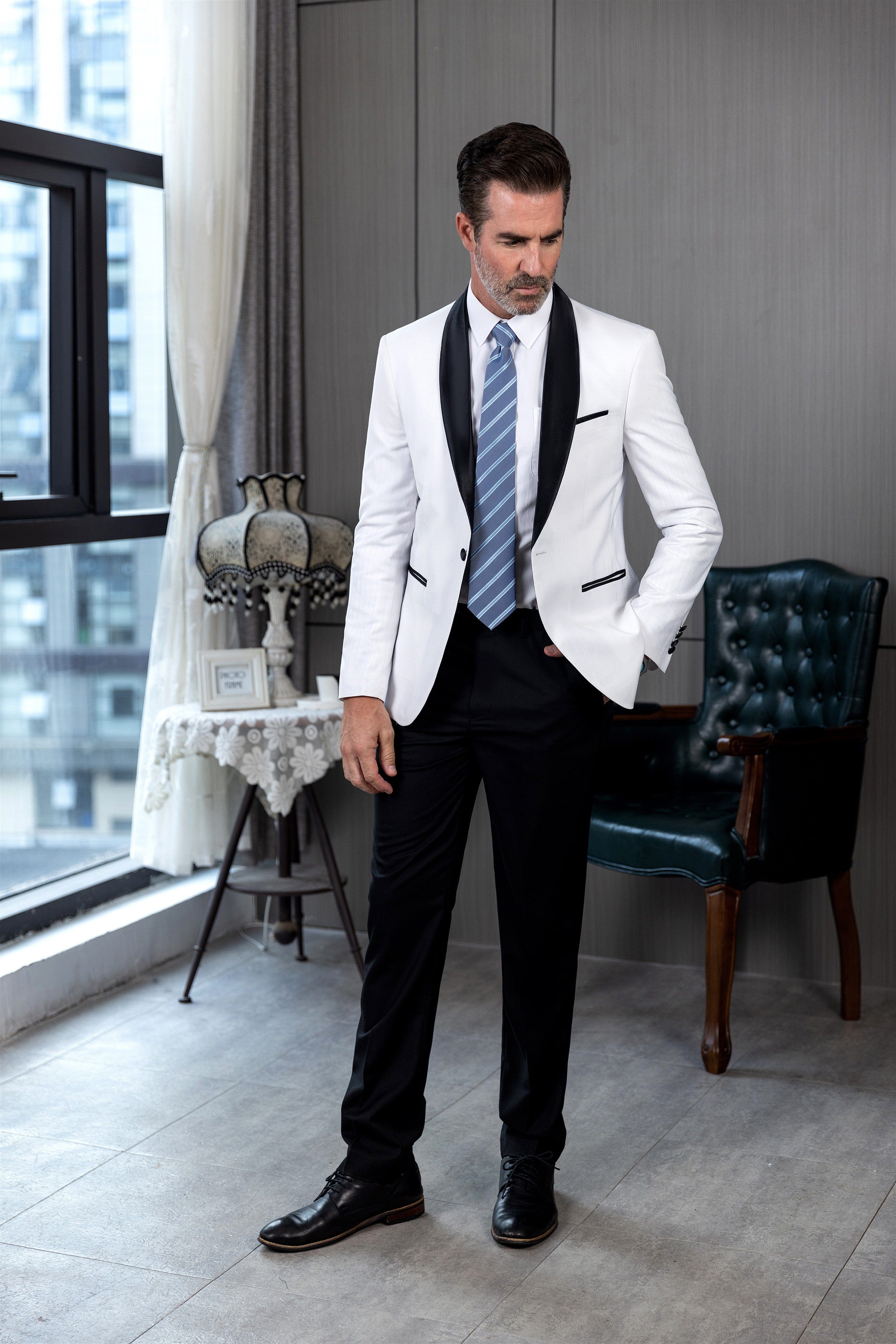 Men's Suit Jacket Slim Fit One Button Shawl Lapel Tuxedo Wedding Groomsmen  Blazer
