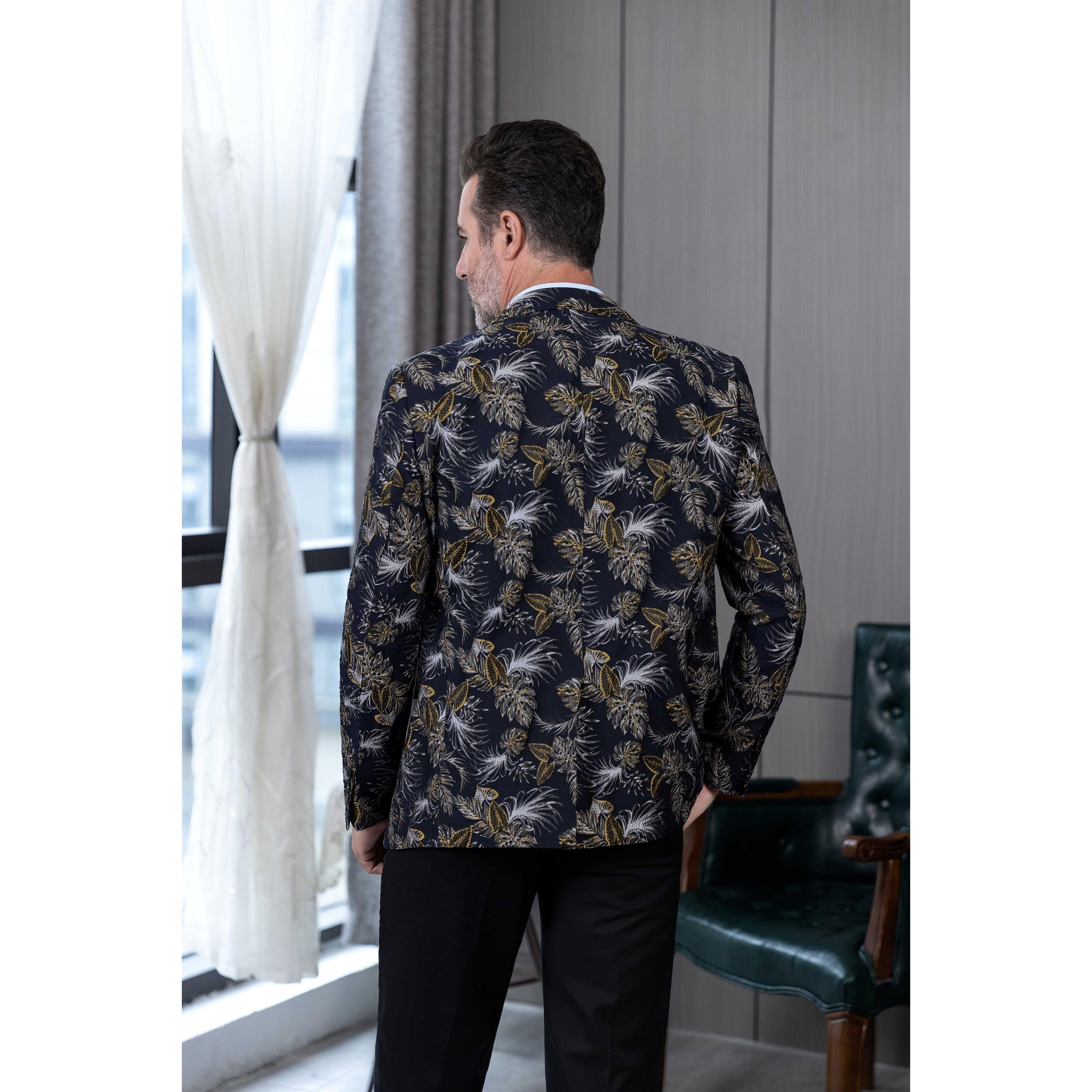 ceehuteey Men's Suit Patterned Peak lapel 2 Piece Business Tuxedos