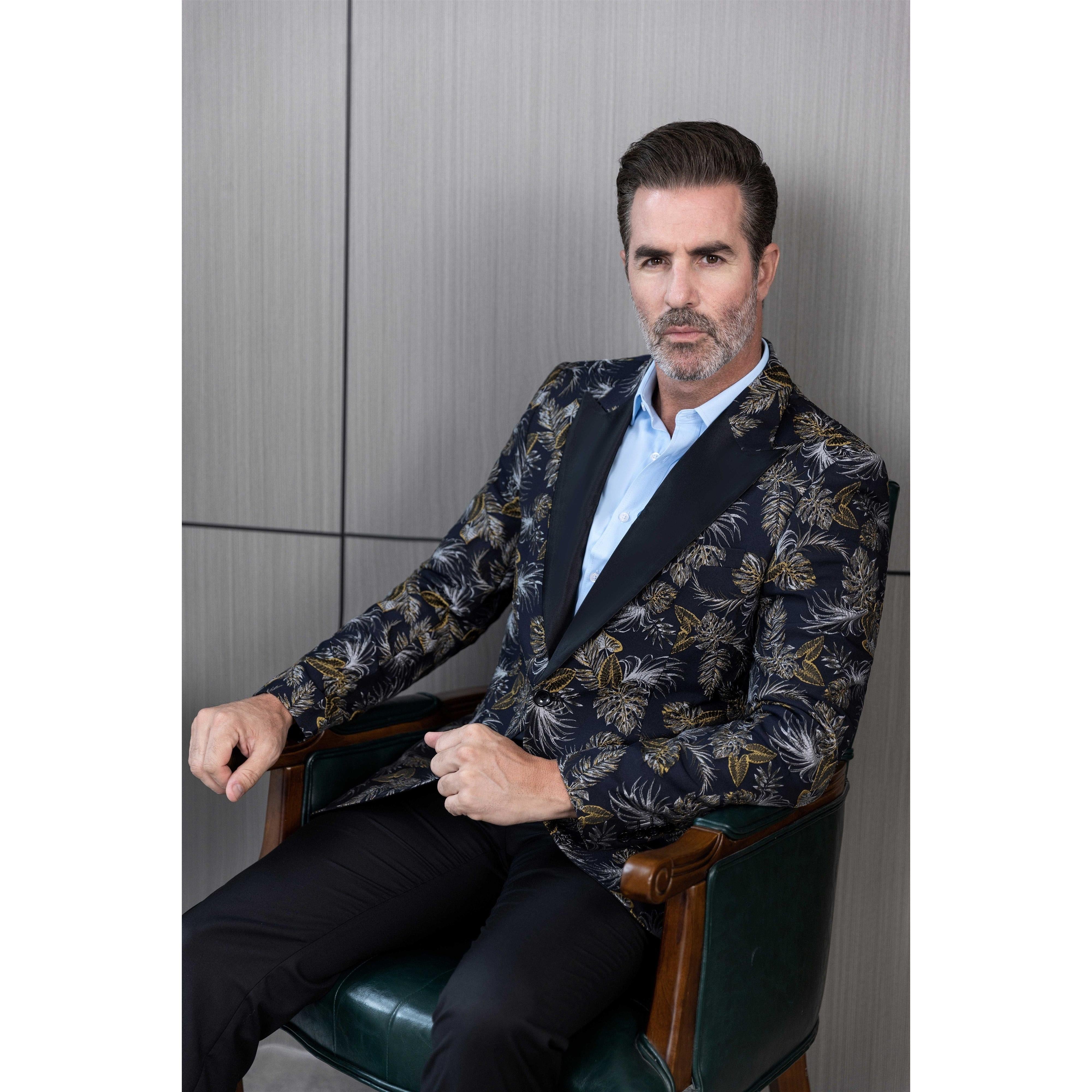 ceehuteey Men's Suit Patterned Peak lapel 2 Piece Business Tuxedos