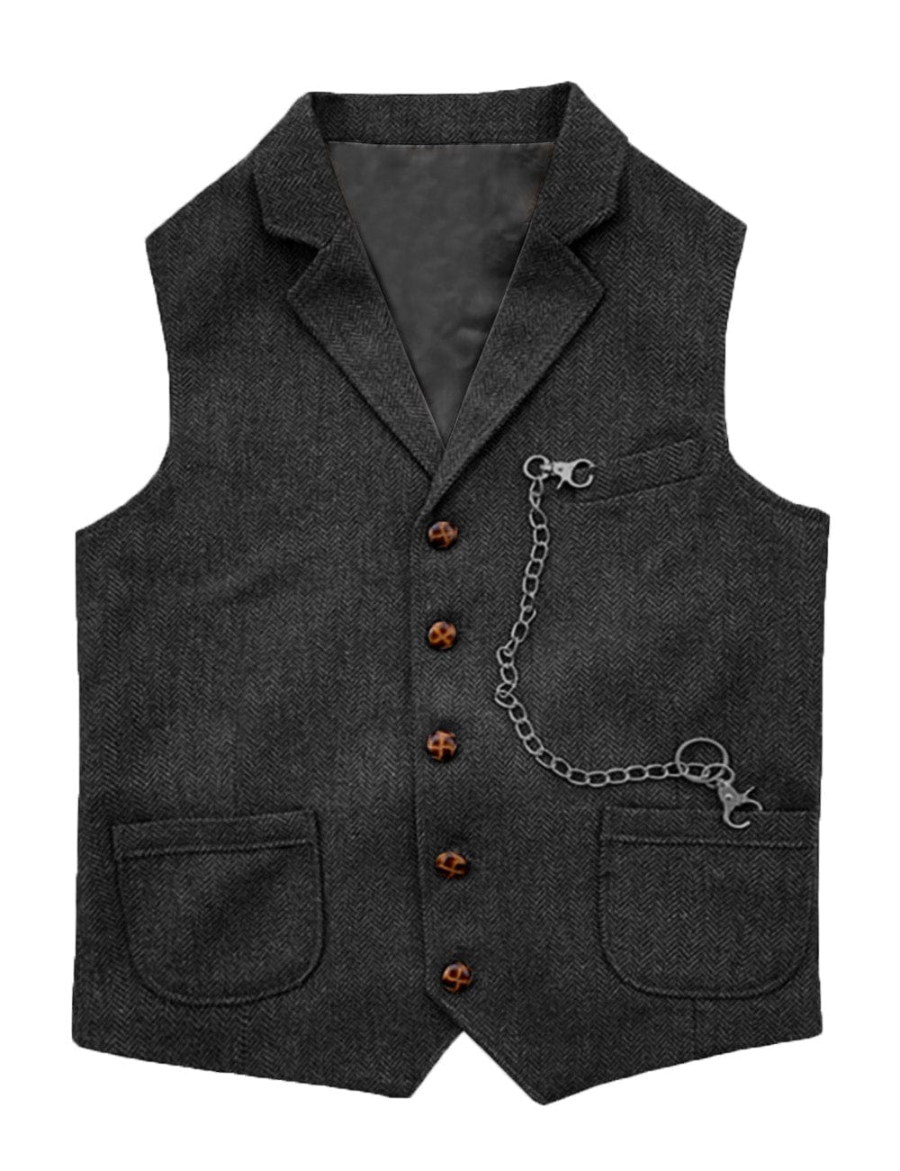 ceehuteey Men's  Suit Vest Casual Herringbone Notch Lapel Waistcoat