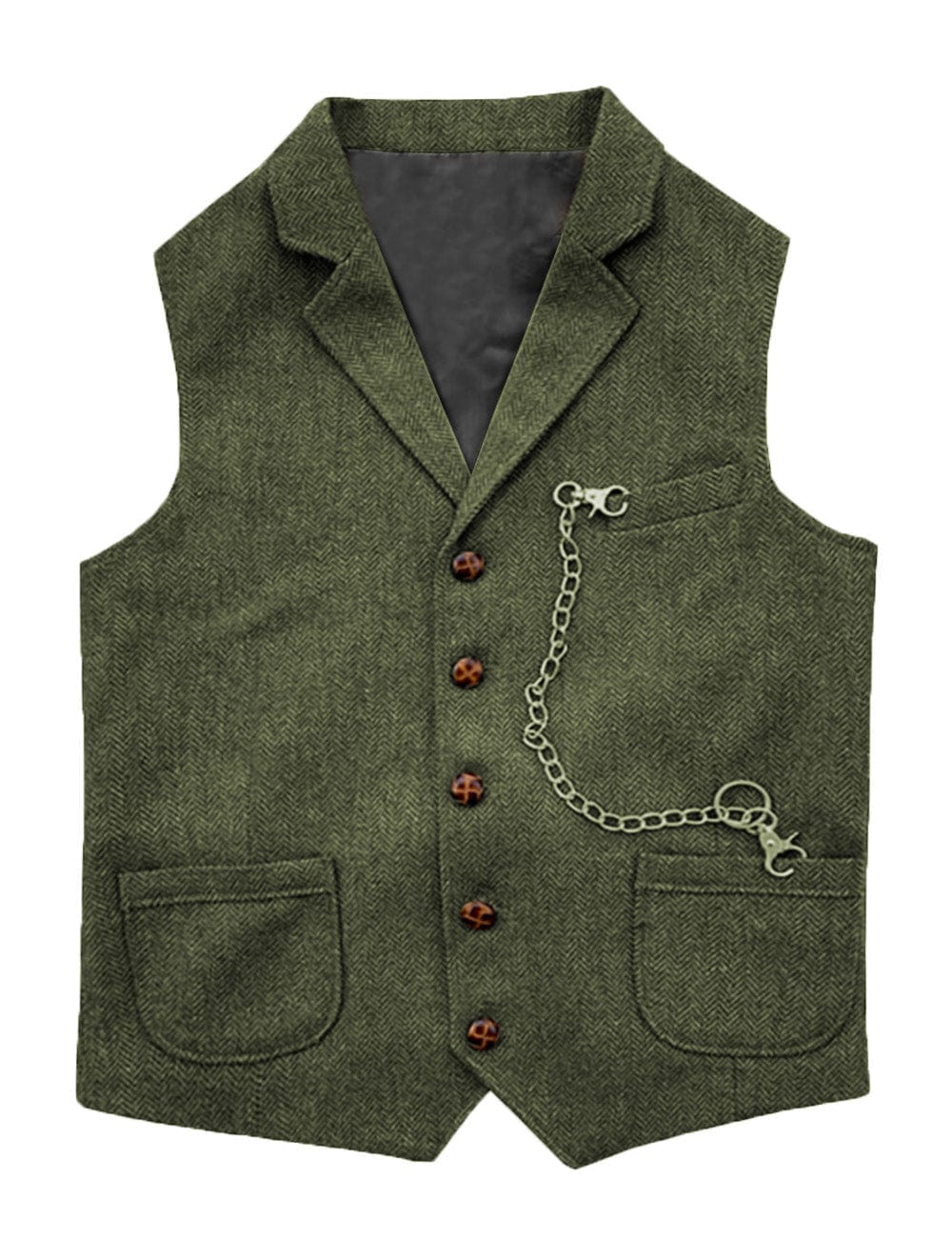 ceehuteey Men's  Suit Vest Casual Herringbone Notch Lapel Waistcoat